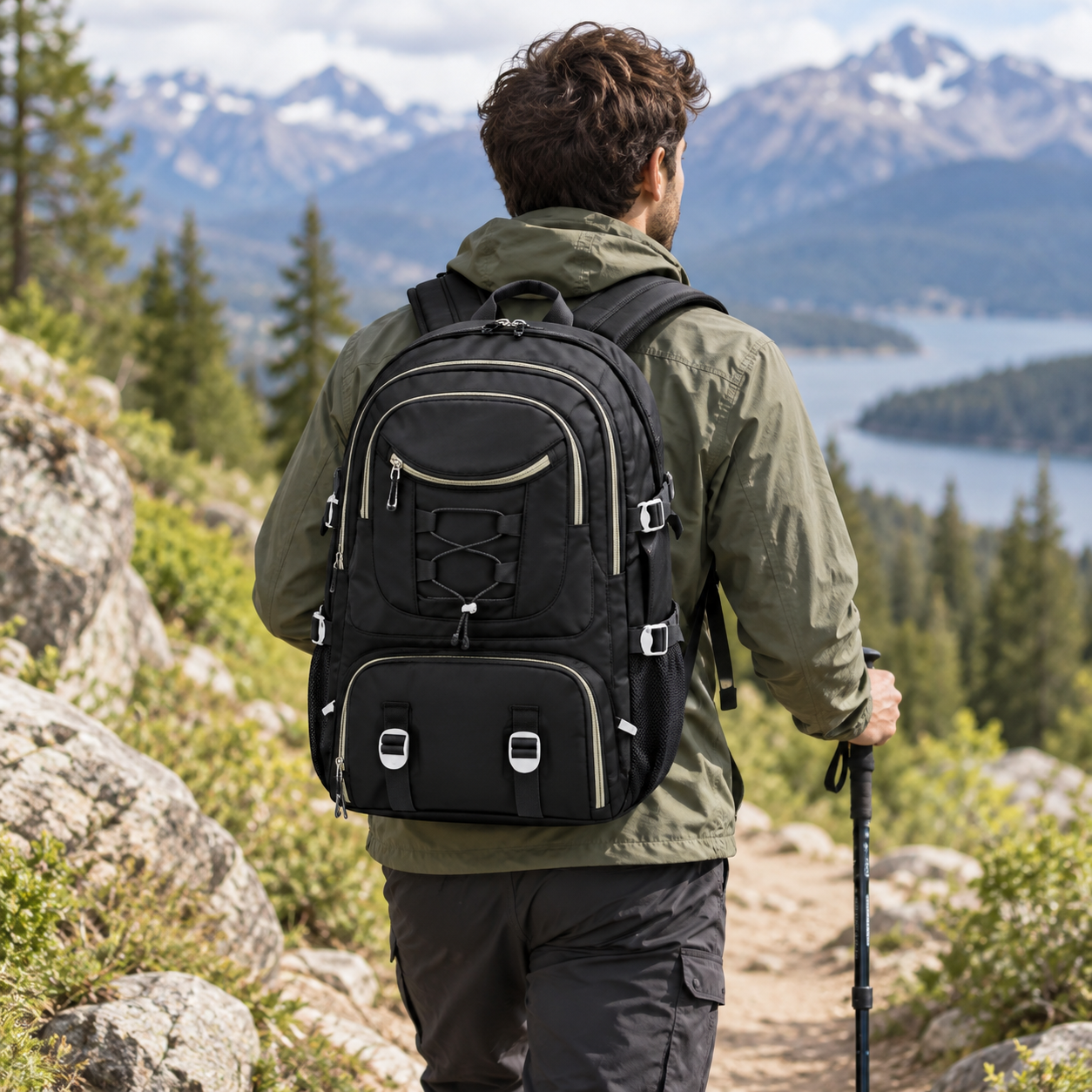 Large Capacity Oxford Outdoor Backpack With Shoe Pocket