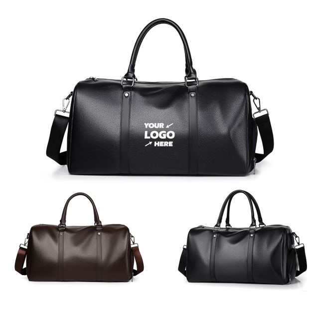 Leather Travel Bag With Shoe Compartment