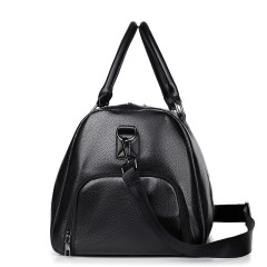 Leather Travel Bag With Shoe Compartment