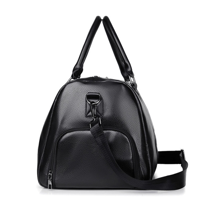 Leather Travel Bag With Shoe Compartment