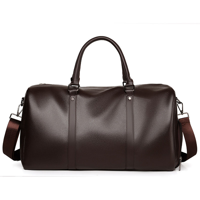 Leather Travel Bag With Shoe Compartment