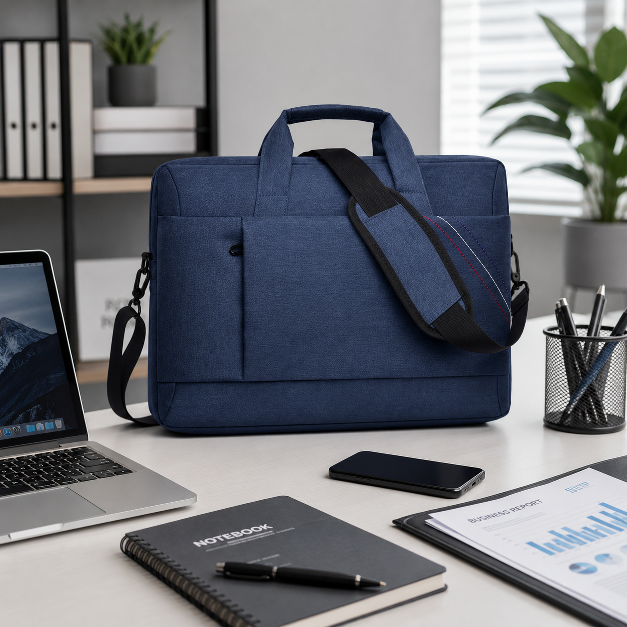 Men's Slim Crossbody Briefcase With Adjustable Strap