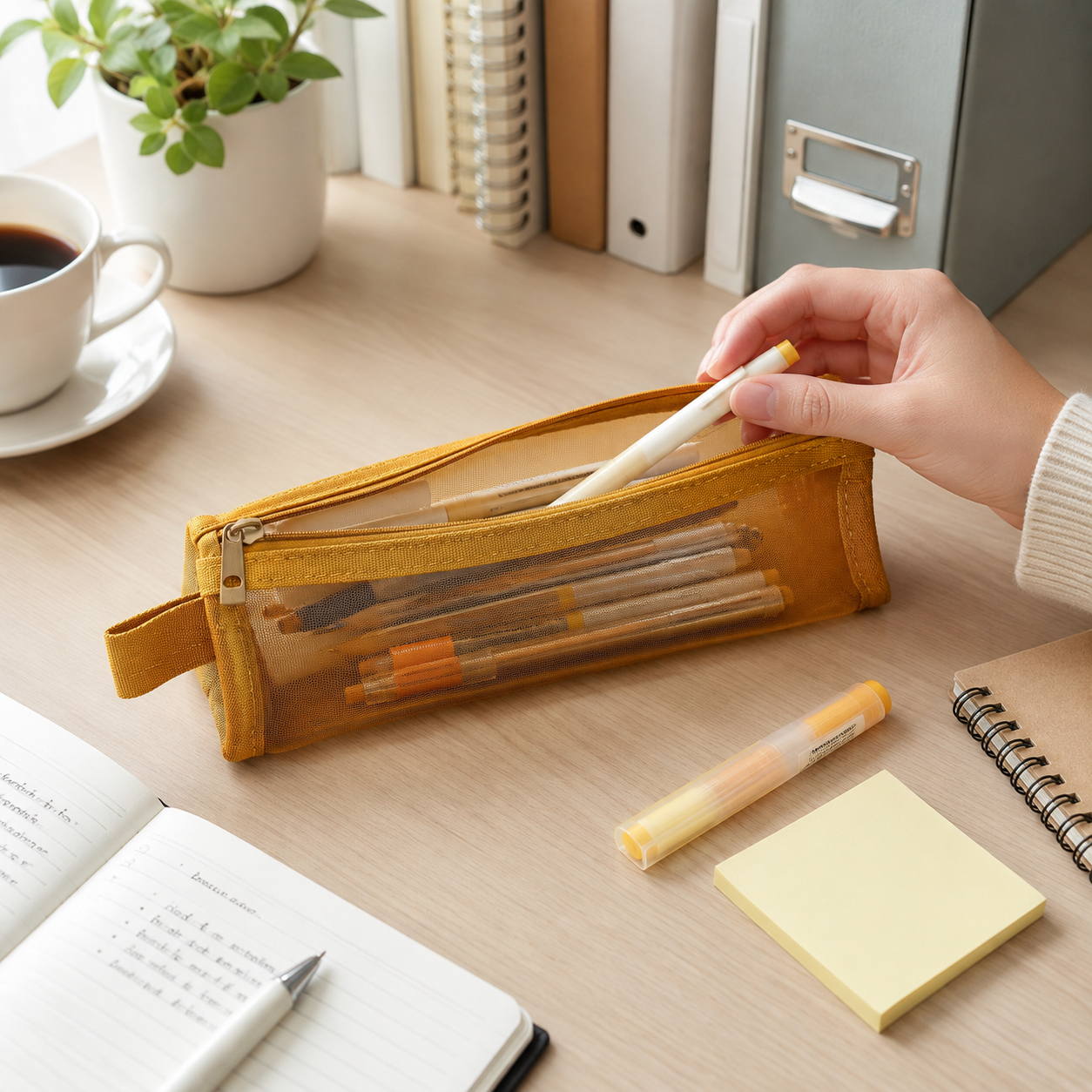Mesh Zipper Pencil Pouch