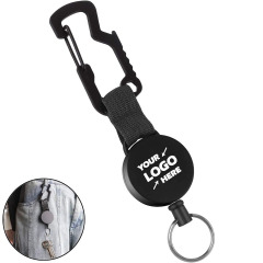 Multi-functional Retractable Key Chain with Carabiner