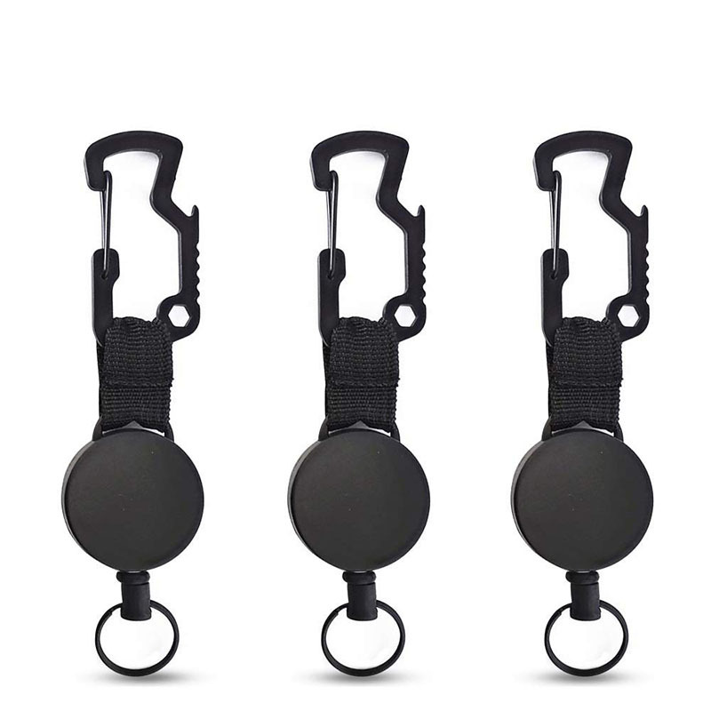 Multi-functional Retractable Key Chain with Carabiner