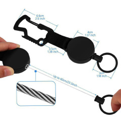 Multi-functional Retractable Key Chain with Carabiner