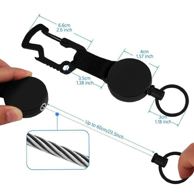 Multi-functional Retractable Key Chain with Carabiner