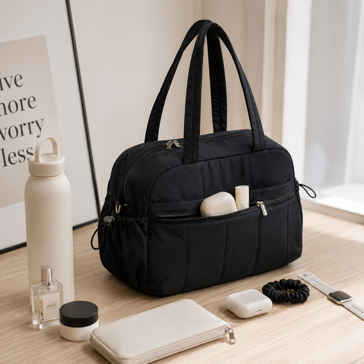 Multifunctional Nylon Travel Fitness Bag With Separate Wet Pocket