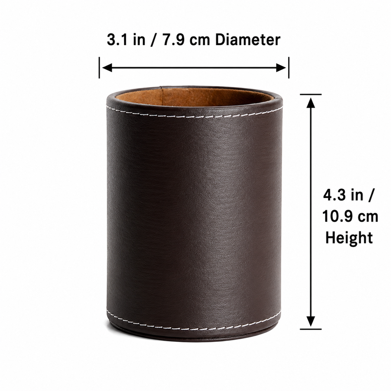 PU Leather Pen And Pencil Organizer Cup With Cosmetic Storage