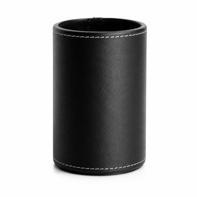 PU Leather Pen And Pencil Organizer Cup With Cosmetic Storage