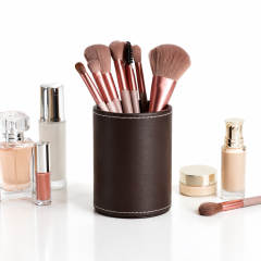 PU Leather Pen And Pencil Organizer Cup With Cosmetic Storage