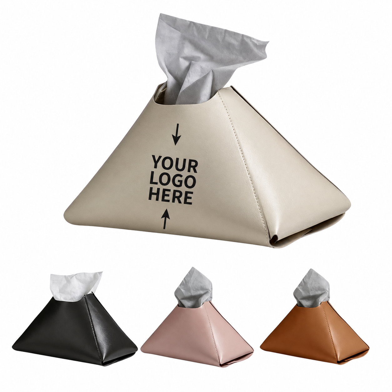 PU Leather Pyramid Tissue Box Cover