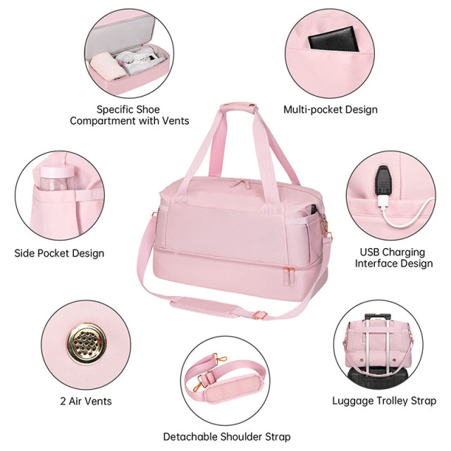 Personal Item Travel Bag with Shoes Compartment