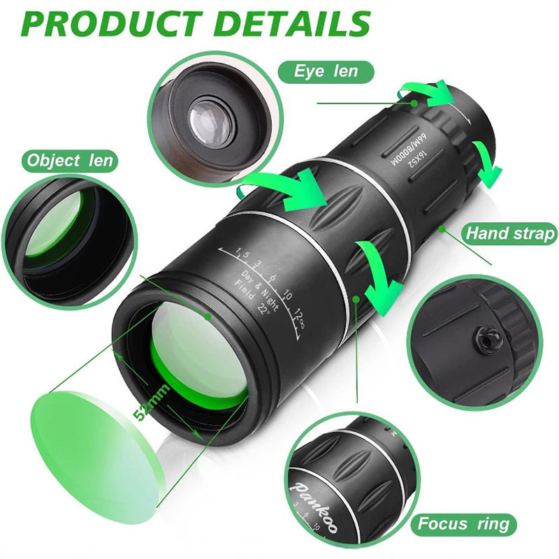 Pocket 16x52 Monocular Telescope
