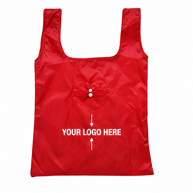 RPET Reusable Shopping Tote Bag With Heart Shape Storage Pocket