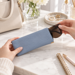 Spring Closure PU Leather Storage Pouch