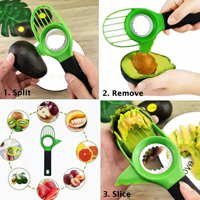 Stainless Steel 3-in-1 Avocado Cutter