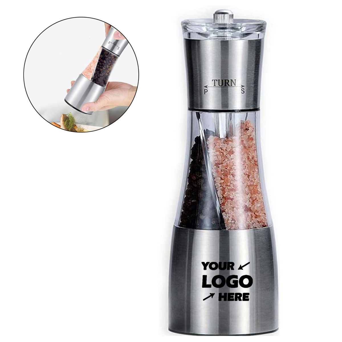 Stainless Steel Manual Dual Salt And Pepper Grinder