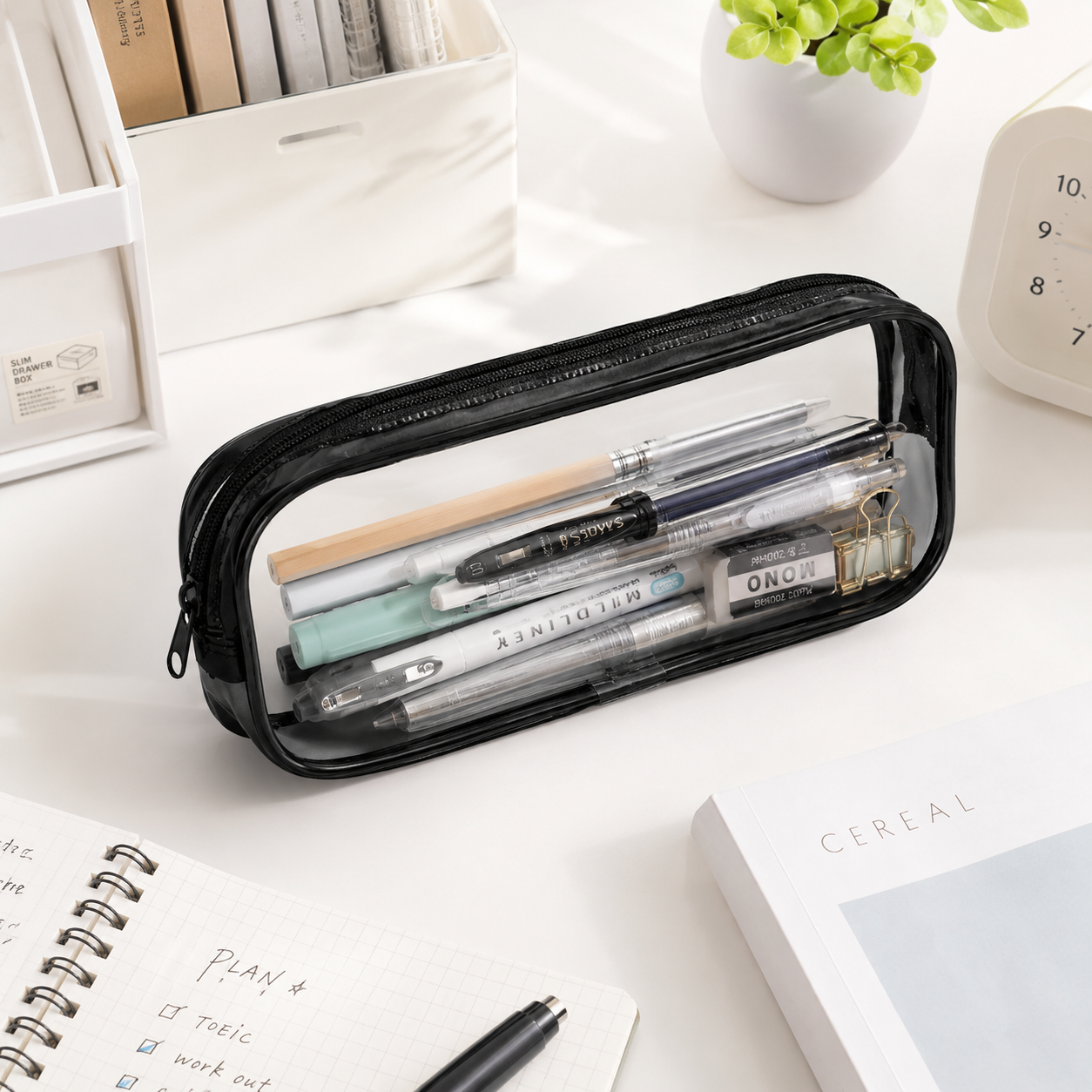Transparent PVC Pencil Case With Zipper Closure
