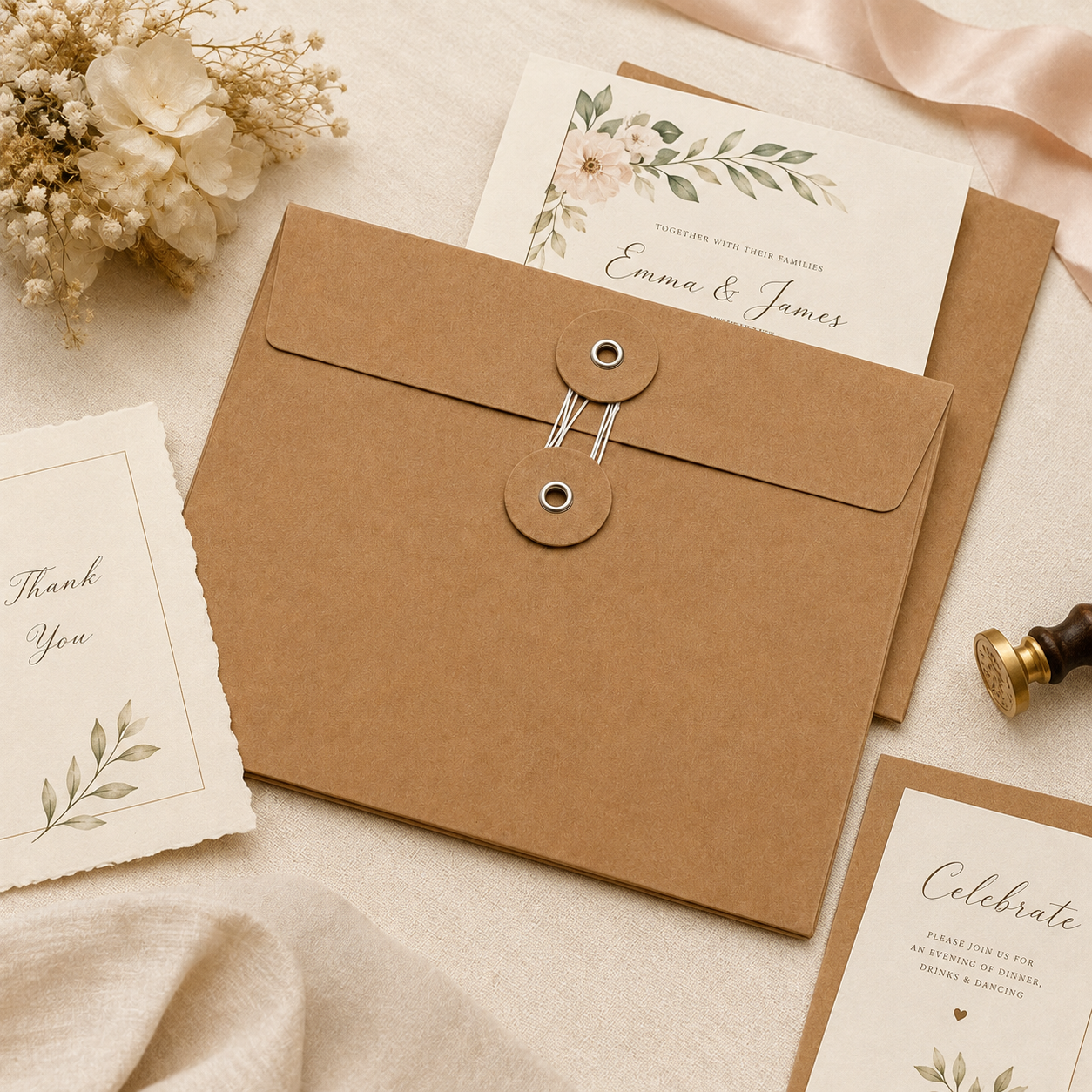 Vintage Paper Event Envelope With Elegant Classic Design