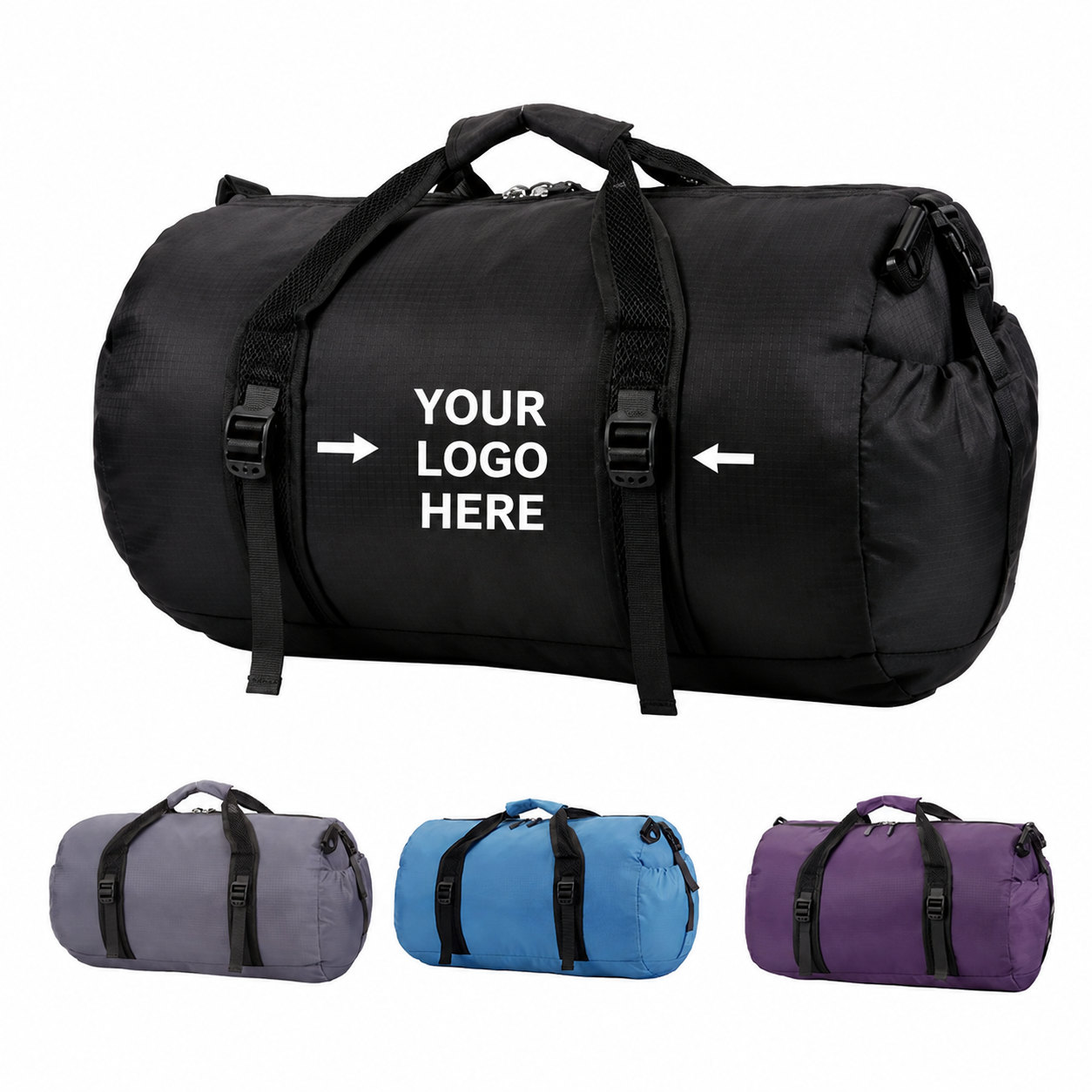 Water Resistant Compact Travel Duffel Bag With Adjustable Shoulder Strap