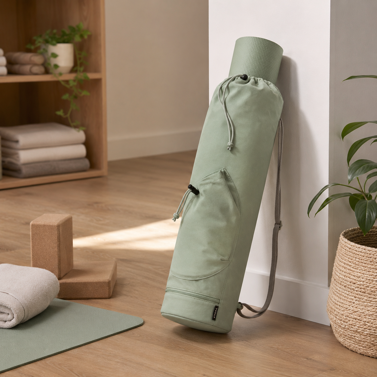 Waterproof Yoga Mat Bag With Wet Pocket And Drawstring Closure