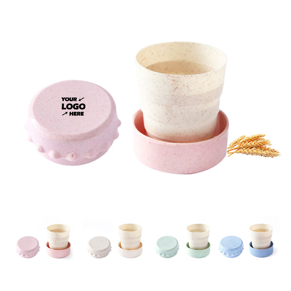 Wheat Straw Foldable Collapsible Cup Bottle