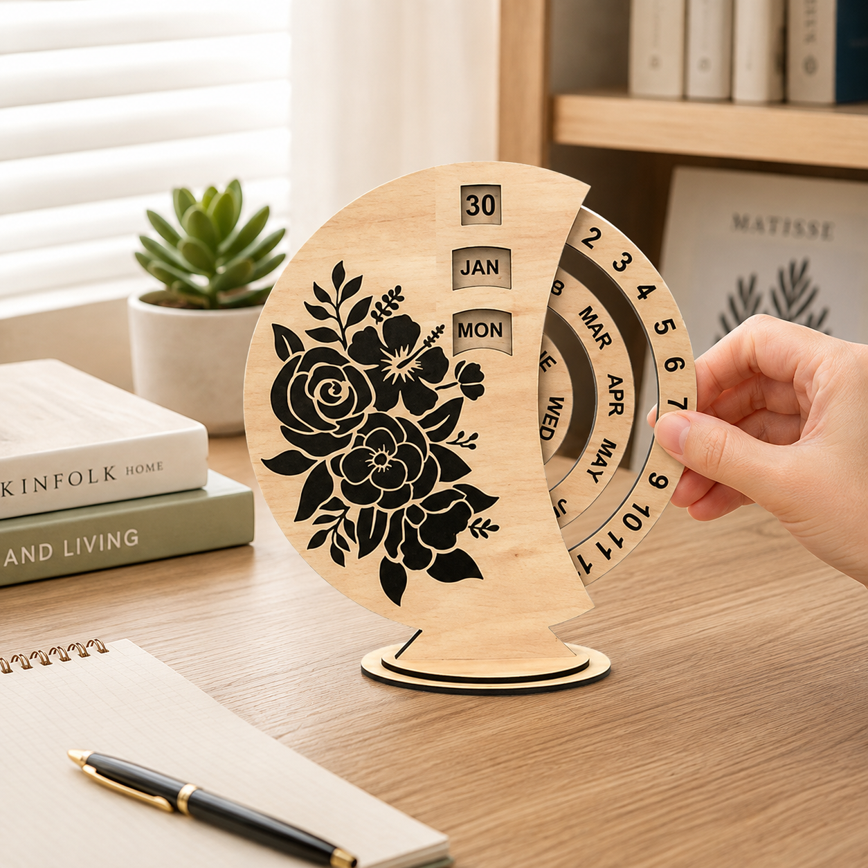 Wooden Perpetual Rotating Calendar