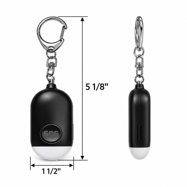 130 dB Personal Safety Alarm Keychain with Flashing Light