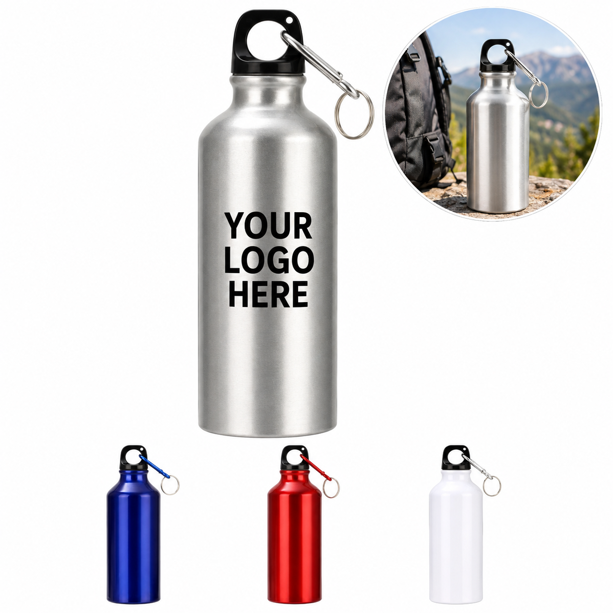 20 Oz Aluminum Travel Water Bottle With Clip