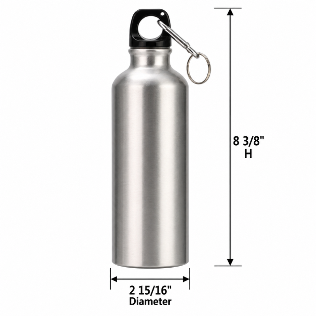 20 Oz Aluminum Travel Water Bottle With Clip