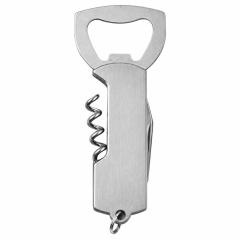 Wood Handle 3-In-1 Bottle Opener Corkscrew Keychain