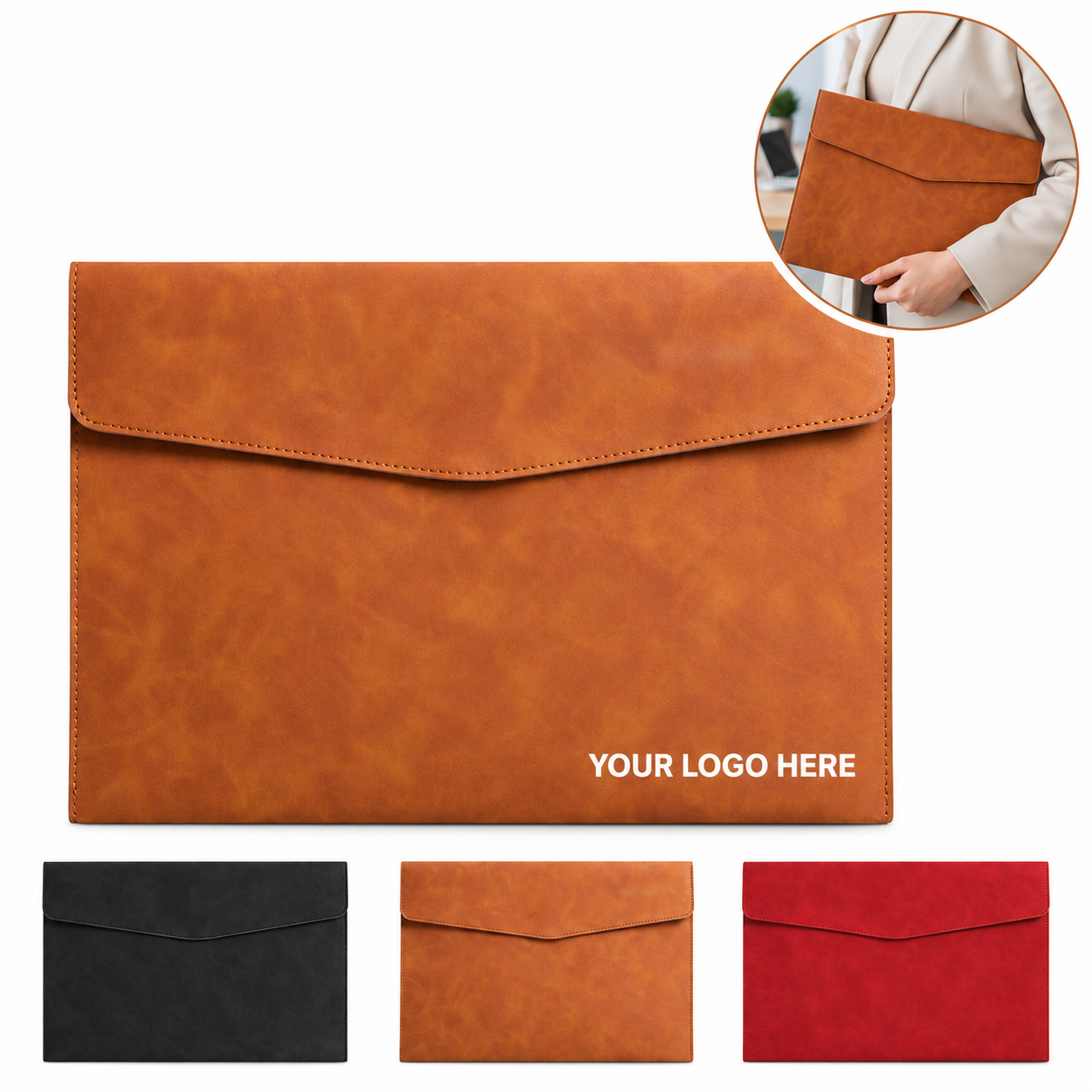 A4 PU Leather Magnetic Flap Document Portfolio