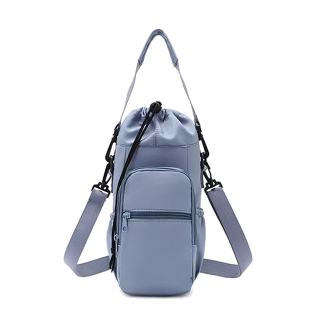 Adjustable Water Bottle Sling Bag with Front Zip Pocket