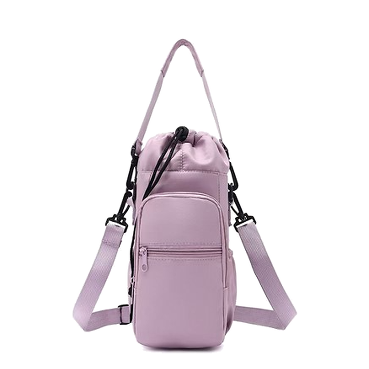 Adjustable Water Bottle Sling Bag with Front Zip Pocket