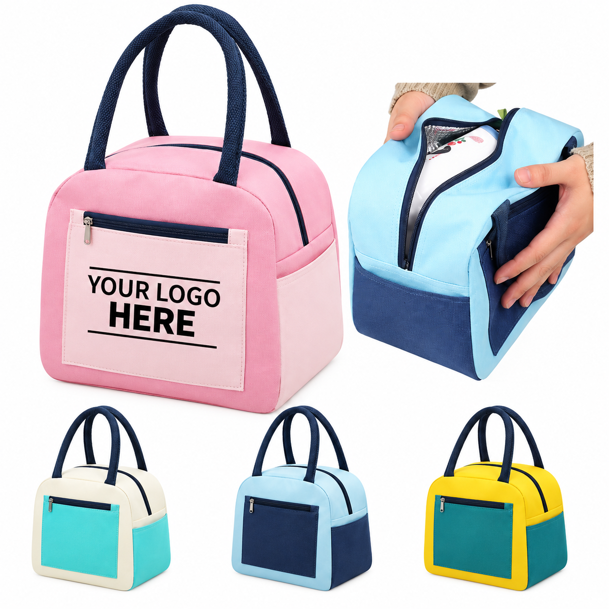 Color Block Insulated Lunch Bag