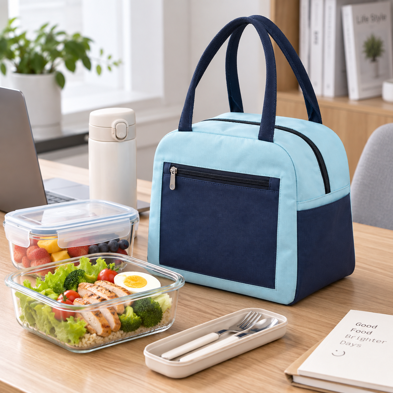 Color Block Insulated Lunch Bag