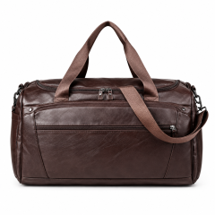 Faux Leather Travel Duffle Bag With Shoe Compartment