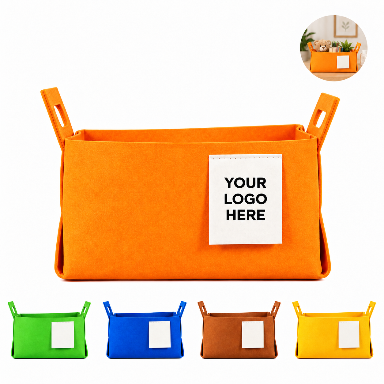 Foldable Felt Storage Basket With Side Handles