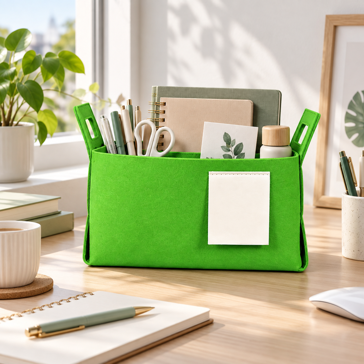 Foldable Felt Storage Basket With Side Handles