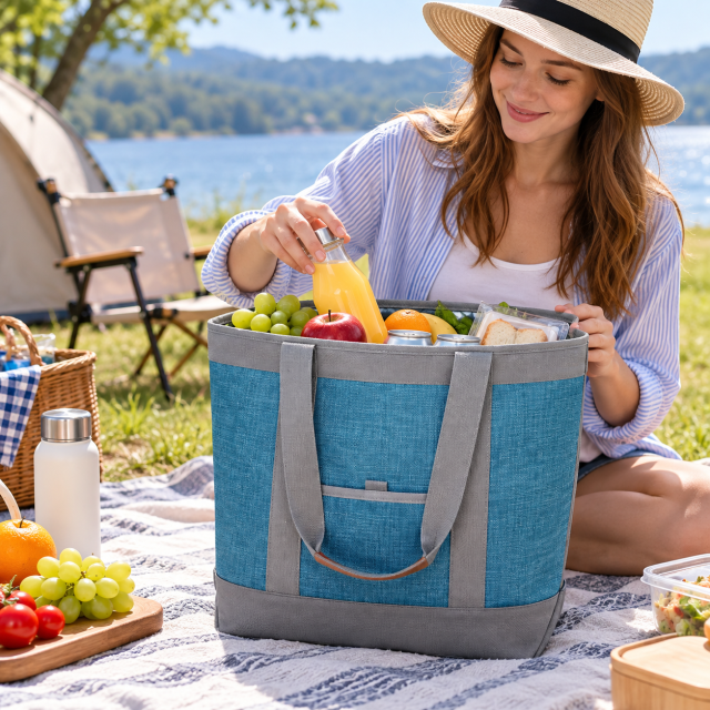 Foldable Insulated 600D Oxford Picnic Tote Bag