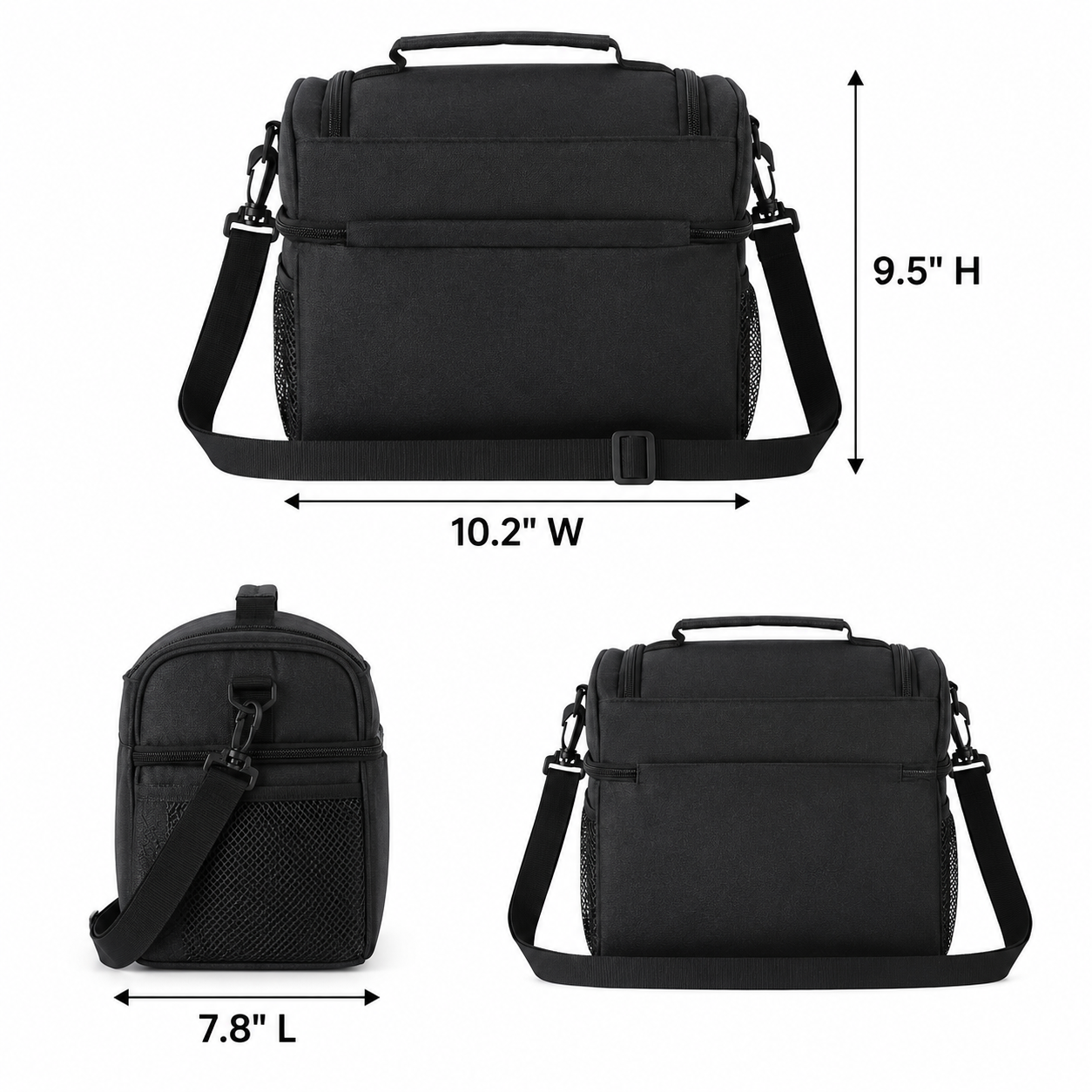 Insulated Dual Compartment Lunch Bag With Side Pockets