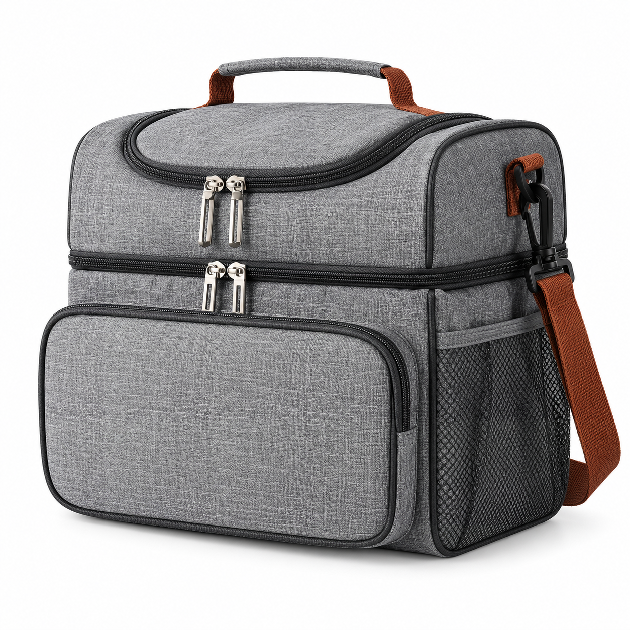 Insulated Dual Compartment Lunch Bag With Side Pockets