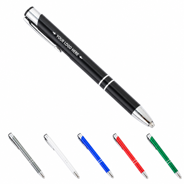 LED Lighted Tip Ballpoint Pen with Mini Flashlight