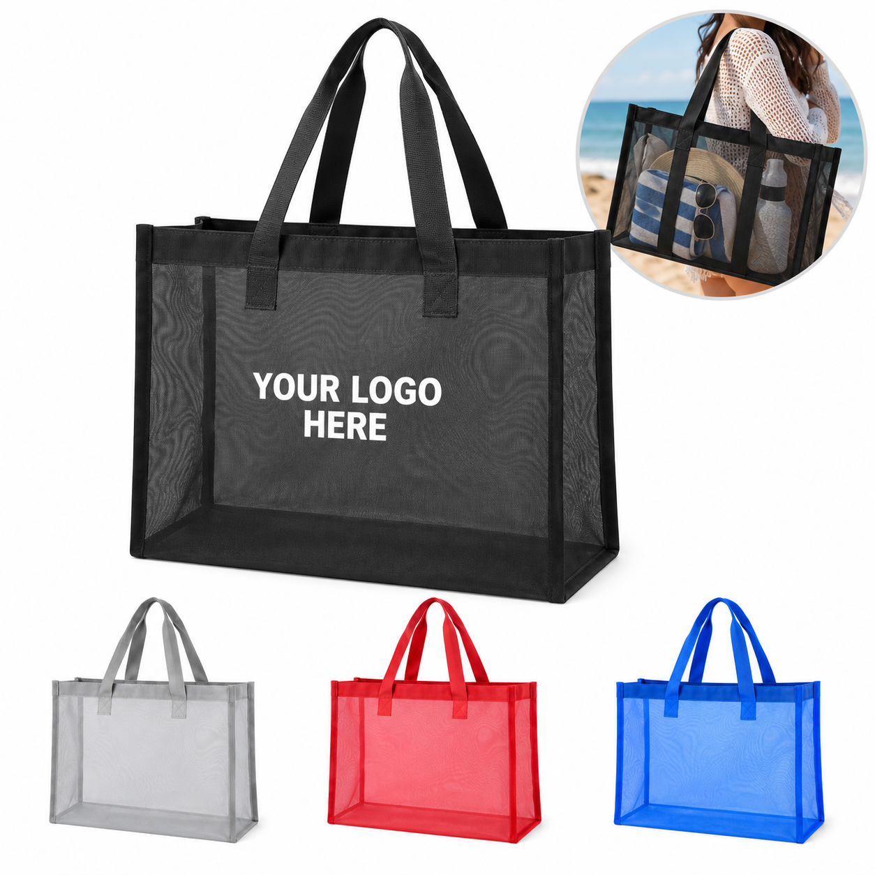 Large Capacity Ripstop Mesh Beach Tote Bag