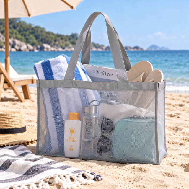 Large Capacity Ripstop Mesh Beach Tote Bag
