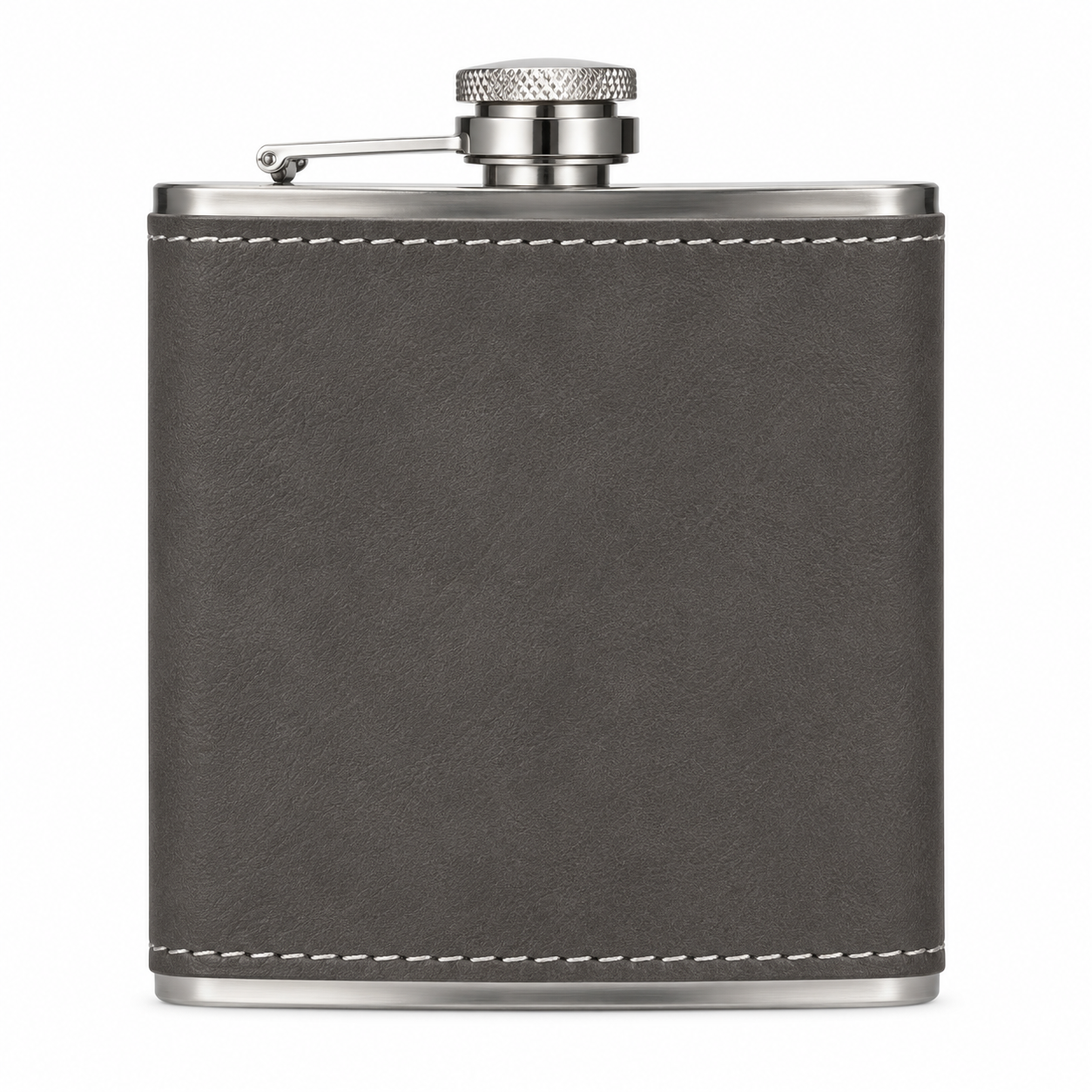 Leather-Wrapped Stainless Steel Flask