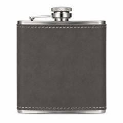 Leather-Wrapped Stainless Steel Flask