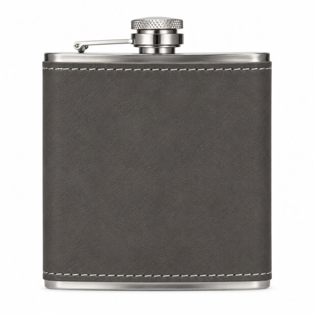 Leather-Wrapped Stainless Steel Flask