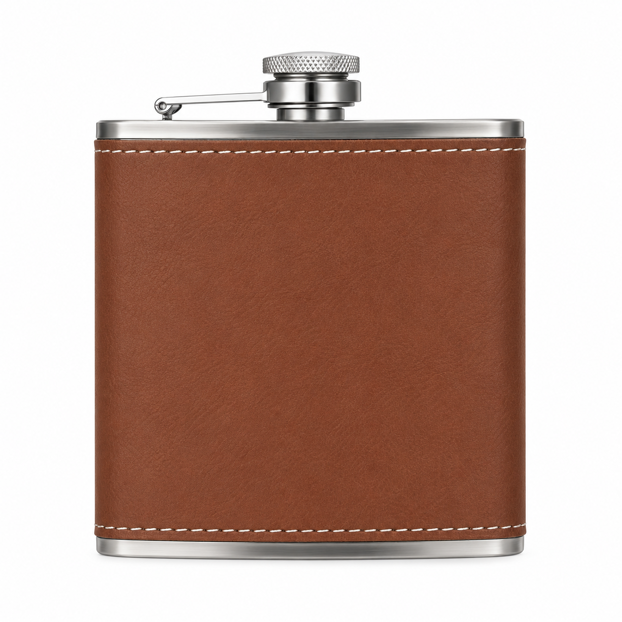 Leather-Wrapped Stainless Steel Flask